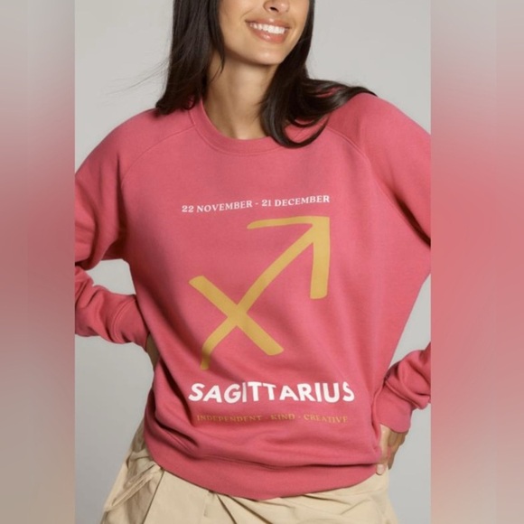 Anthropologie Zodiac Sweatshirt Catherine O'Sullivan Sagittarius Pink Size XS - Picture 5 of 9